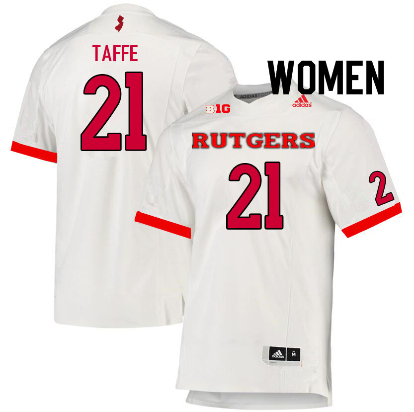 Women #21 Adrian Taffe Rutgers Scarlet Knights College Football Jerseys Sale-White